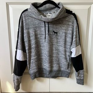 pink cowl neck sweatshirt